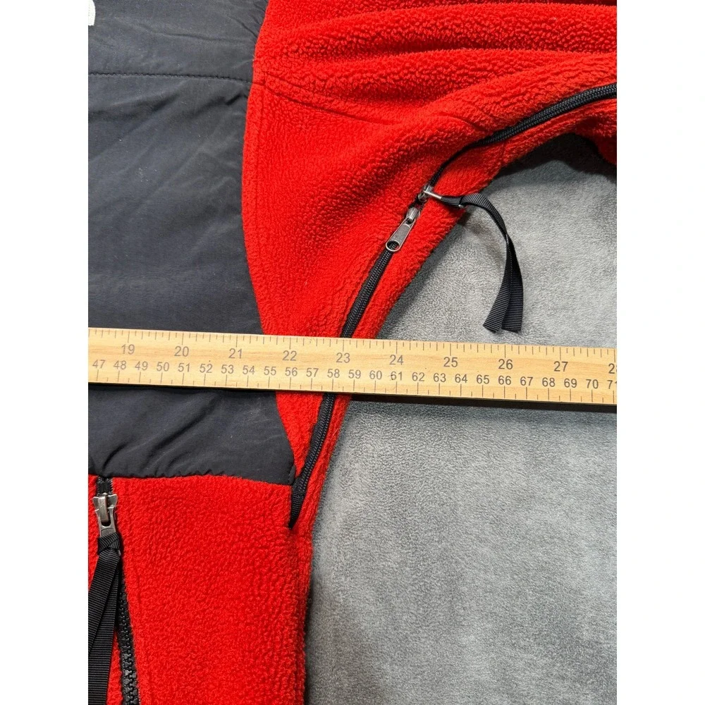 The North Face Denali Fleece Jacket Mens Medium Red Black Polartec Zip Up